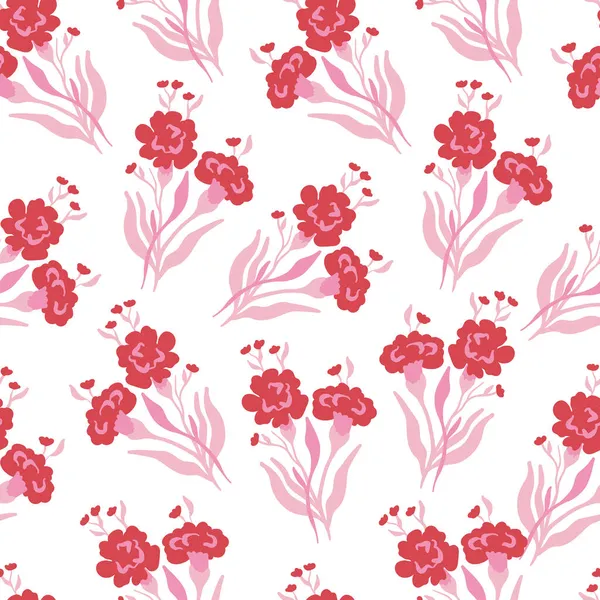 Blommor Sömlöst Mönster Rosa Färg Modern Trendig Matisse Minimal Stil — Stock vektor
