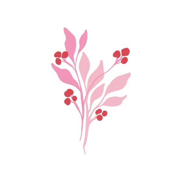 Rózsaszín Virágos Elemek Virág Zöld Levelek Modern Trendi Matisse Minimális — Stock Vector