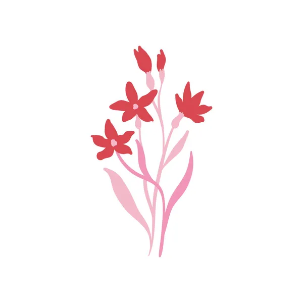 Elementos Florais Rosa Flor Folhas Verde Moderna Moda Matisse Estilo — Vetor de Stock