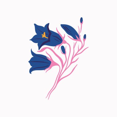 Botanik bahçesi çiçekleri. Renkli düz vektör çizimi. Soyut modern trend vektör illüstrasyonu. Posterler, instagram yazıları ve çıkartmalar için mükemmel..