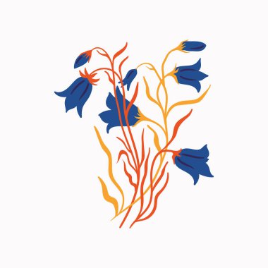 Botanik bahçesi çiçekleri. Renkli düz vektör çizimi. Soyut modern trend vektör illüstrasyonu. Posterler, instagram yazıları ve çıkartmalar için mükemmel..