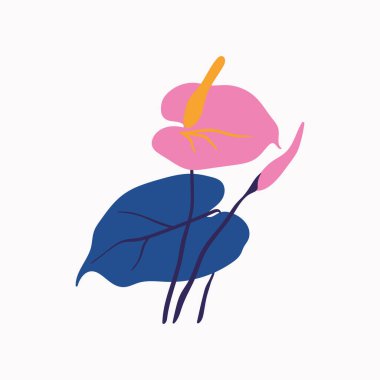 Botanik bahçesi çiçekleri. Renkli düz vektör çizimi. Soyut modern trend vektör illüstrasyonu. Posterler, instagram yazıları ve çıkartmalar için mükemmel..