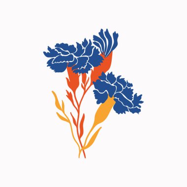 Botanik bahçesi çiçekleri. Renkli düz vektör çizimi. Soyut modern trend vektör illüstrasyonu. Posterler, instagram yazıları ve çıkartmalar için mükemmel..