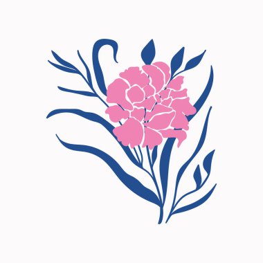 Botanik bahçesi çiçekleri. Renkli düz vektör çizimi. Soyut modern trend vektör illüstrasyonu. Posterler, instagram yazıları ve çıkartmalar için mükemmel..