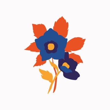 Botanik bahçesi çiçekleri. Renkli düz vektör çizimi. Soyut modern trend vektör illüstrasyonu. Posterler, instagram yazıları ve çıkartmalar için mükemmel..