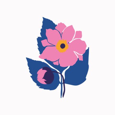 Botanik bahçesi çiçekleri. Renkli düz vektör çizimi. Soyut modern trend vektör illüstrasyonu. Posterler, instagram yazıları ve çıkartmalar için mükemmel..