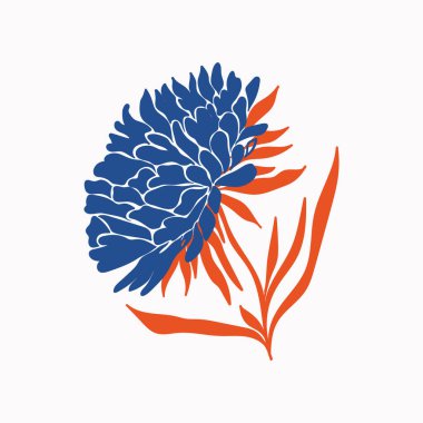 Botanik bahçesi çiçekleri. Renkli düz vektör çizimi. Soyut modern trend vektör illüstrasyonu. Posterler, instagram yazıları ve çıkartmalar için mükemmel..