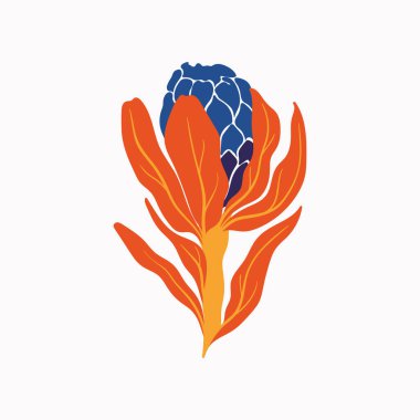 Botanik bahçesi çiçekleri. Renkli düz vektör çizimi. Soyut modern trend vektör illüstrasyonu. Posterler, instagram yazıları ve çıkartmalar için mükemmel..