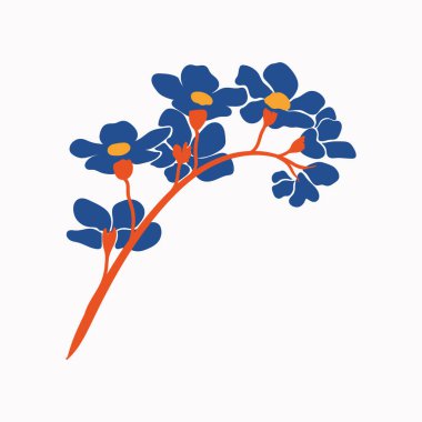 Botanik bahçesi çiçekleri. Renkli düz vektör çizimi. Soyut modern trend vektör illüstrasyonu. Posterler, instagram yazıları ve çıkartmalar için mükemmel..