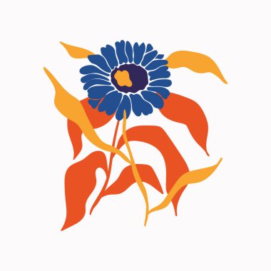 Botanik bahçesi çiçekleri. Renkli düz vektör çizimi. Soyut modern trend vektör illüstrasyonu. Posterler, instagram yazıları ve çıkartmalar için mükemmel..