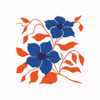 Botanik bahçesi çiçekleri. Renkli düz vektör çizimi. Soyut modern trend vektör illüstrasyonu. Posterler, instagram yazıları ve çıkartmalar için mükemmel..