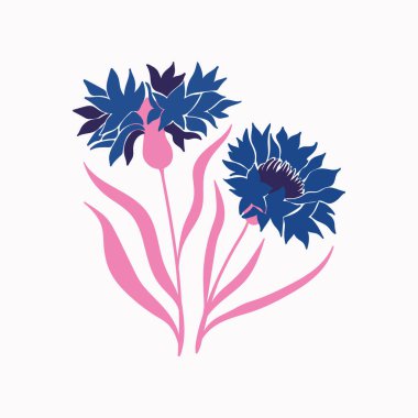 Botanik bahçesi çiçekleri. Renkli düz vektör çizimi. Soyut modern trend vektör illüstrasyonu. Posterler, instagram yazıları ve çıkartmalar için mükemmel..