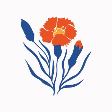 Botanik bahçesi çiçekleri. Renkli düz vektör çizimi. Soyut modern trend vektör illüstrasyonu. Posterler, instagram yazıları ve çıkartmalar için mükemmel..