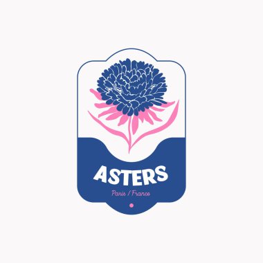 Soyut Çiçek Vektör İşaretleri veya Logo Şablonları. Klasik tipografi ile Retro Floral Illustration. Kadın logosu. Çiçekçi, fotoğrafçı, moda blogcusu, tasarım stüdyosu için Modern Logo Şablonu.