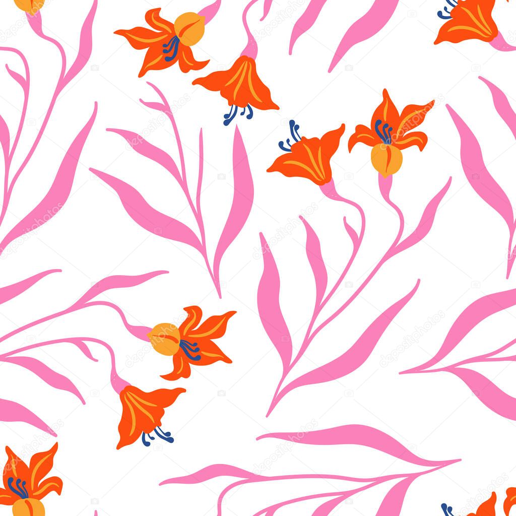 Abstract Trandy Flowers seamless pattern vector illlustration