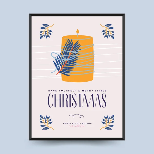 Cartão Cartaz Desenhado Mão Natal Ano Novo Com Letras Desenhadas — Vetor de Stock