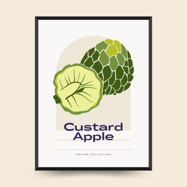 Soyut tropikal meyve posterleri şablonu. Modern moda minimal tarz. Duvar kağıdı, duvar dekoru, baskı, kartpostal, kapak, şablon, pankart için el çizimi tasarımı. 