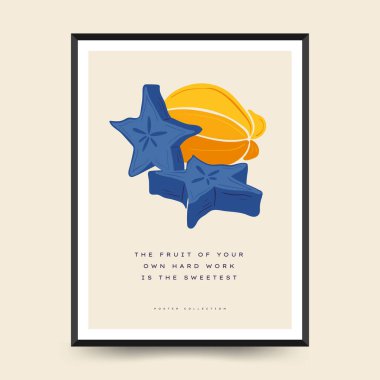 Soyut tropikal meyve posterleri şablonu. Modern moda minimal tarz. Duvar kağıdı, duvar dekoru, baskı, kartpostal, kapak, şablon, pankart için el çizimi tasarımı. 