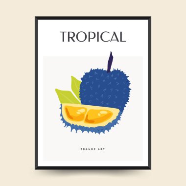 Soyut tropikal meyve posterleri şablonu. Modern moda minimal tarz. Duvar kağıdı, duvar dekoru, baskı, kartpostal, kapak, şablon, pankart için el çizimi tasarımı. 