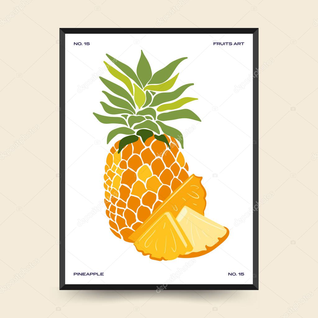 Abstract tropical fruits posters template. Modern trendy minimal style. Hand drawn design for wallpaper, wall decor, print, postcard, cover, template, banner. 