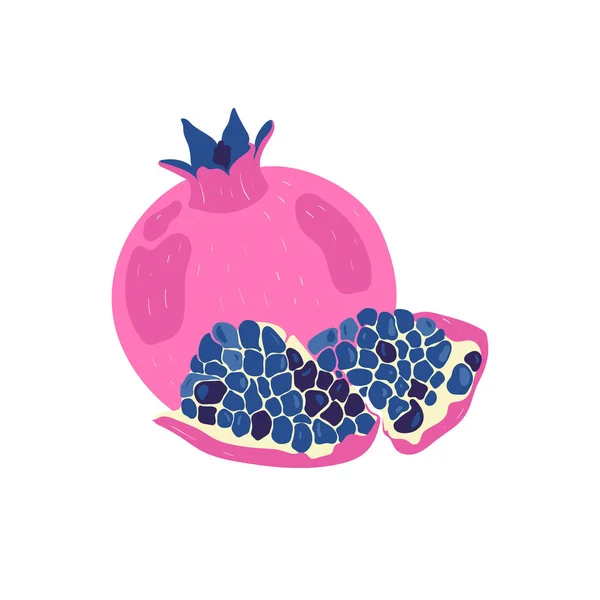 Pomegranate Tropical Fruit Graphic Design Elements Ingredients Color Cliparts Sketch — 图库矢量图片