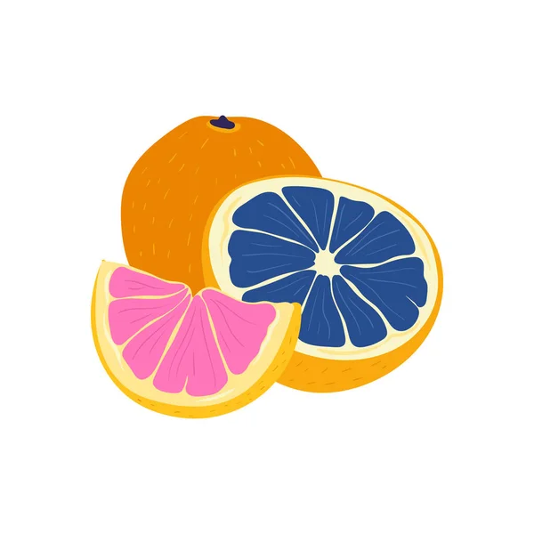 Grapefruit Tropical Fruit Graphic Design Elements Ingredients Color Cliparts Sketch — 图库矢量图片