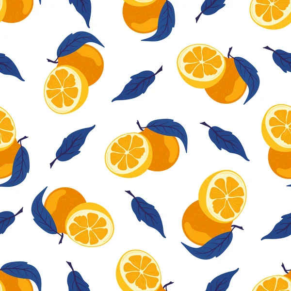 Turuncu. Elle çizilmiş tropikal meyvesiz desen. Renkli yaz kumaşı için vejetaryen gıda vektörü arka planı tekrarla.