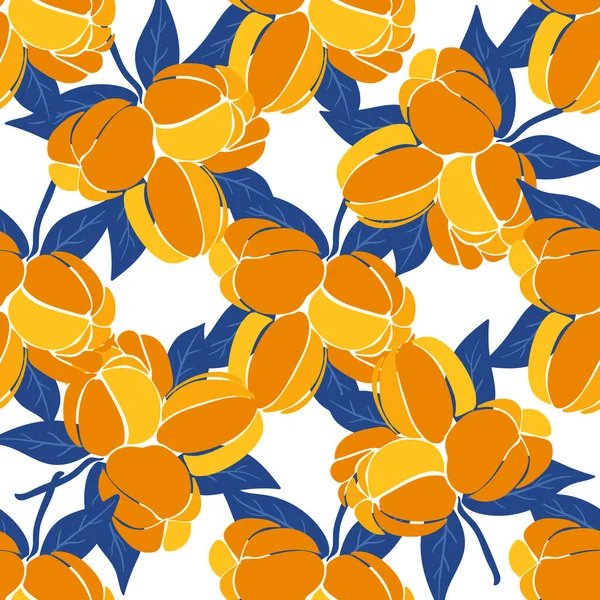 Ackee. Elle çizilmiş tropikal meyvesiz desen. Renkli yaz kumaşı için vejetaryen gıda vektörü arka planı tekrarla.