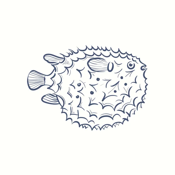 Ikan Bundar Ikan Puffer Atau Gambar Ikan Landak Gambar Ukiran Stok Ilustrasi 