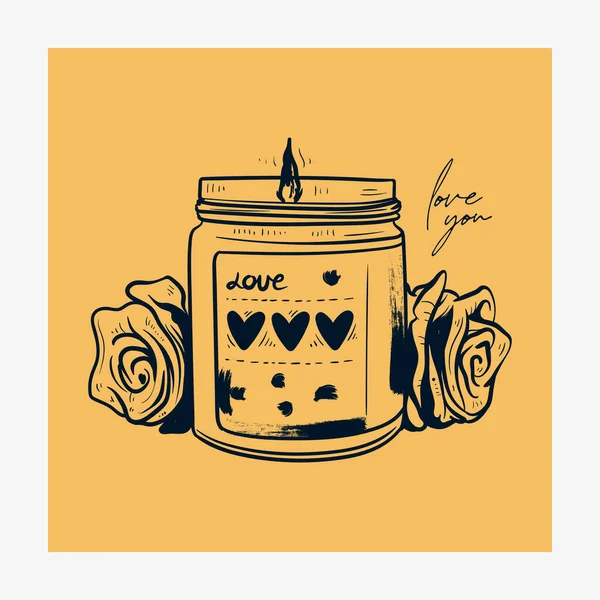 Saint Valentine Day Hand Drawn Trendy Vector Illustration Love Card — Διανυσματικό Αρχείο