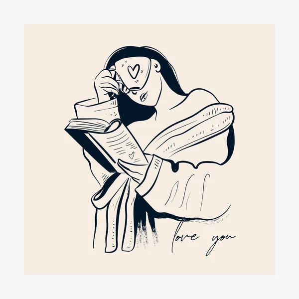 Saint Valentine Day Hand Drawn Trendy Vector Illustration Love Card — Vector de stock