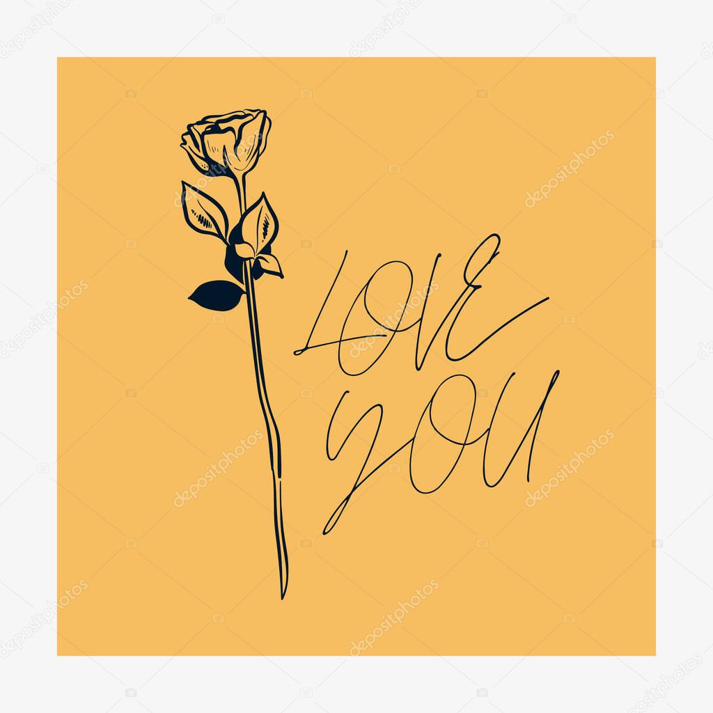 Saint Valentine's day hand drawn trendy vector illustration. Love card design. Cute doodle romantic. Romantic poster, greeting banner, trendy t-shirt print