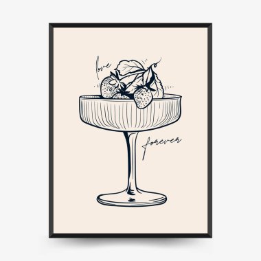 Modern Valentine's day vertical flyer or poster template. Love hand drawn trendy illustration.