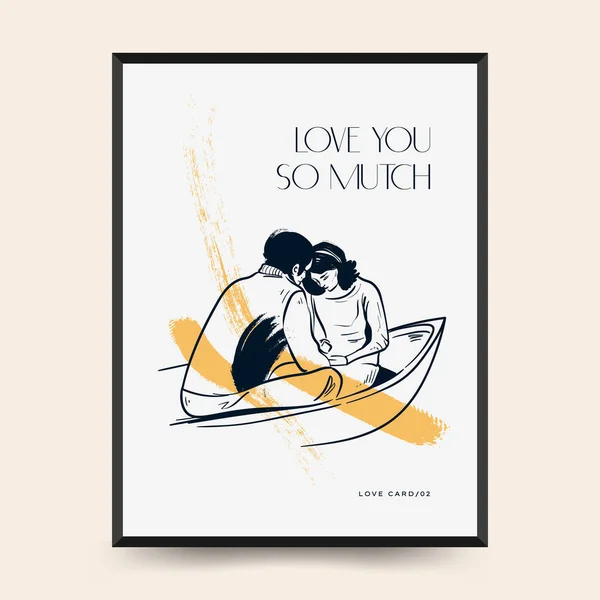 Modern Valentine Day Vertical Flyer Poster Template Love Hand Drawn — Stok Vektör