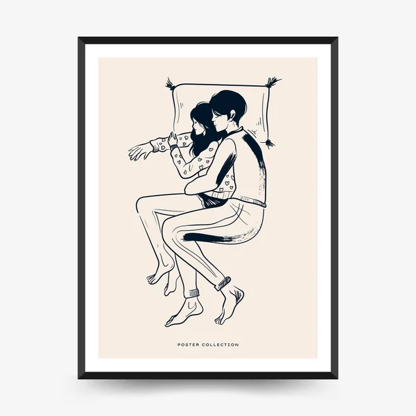 Modern Valentine Day Vertical Flyer Poster Template Love Hand Drawn — Διανυσματικό Αρχείο