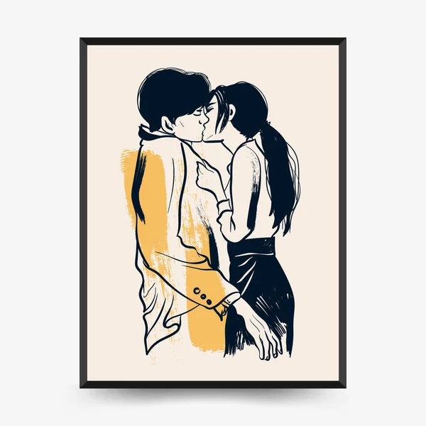 Modern Valentine Day Vertical Flyer Poster Template Love Hand Drawn — Vector de stock