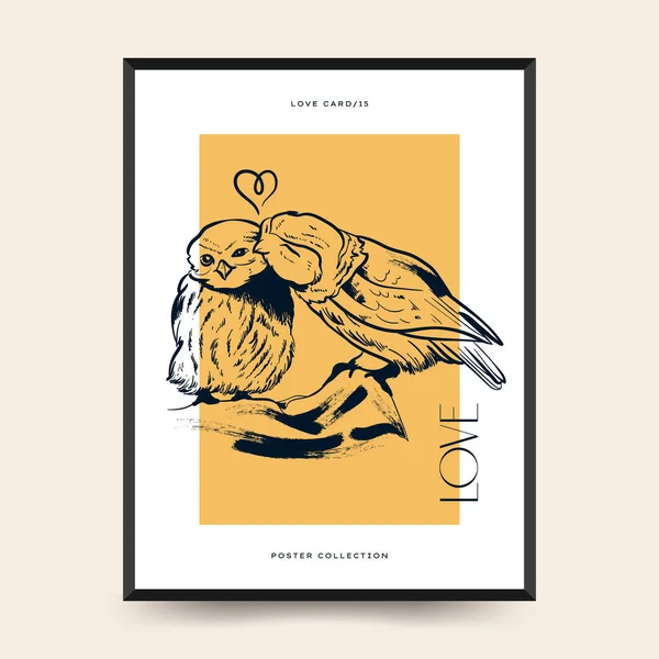 Modern Valentine Day Vertical Flyer Poster Template Love Hand Drawn — Stockvektor