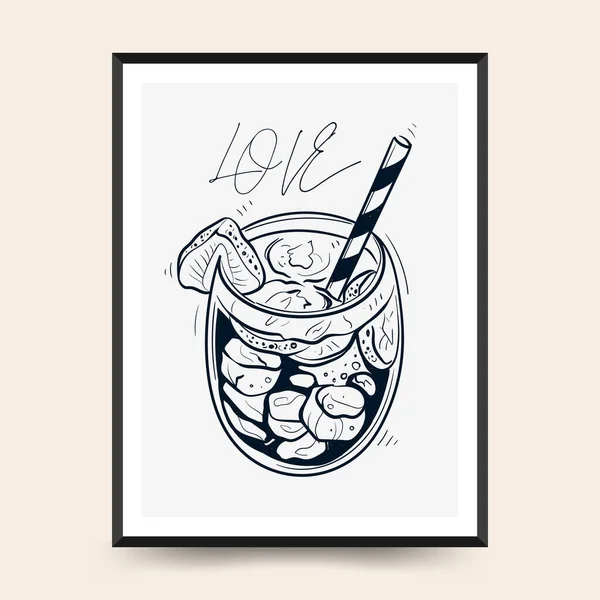 Modern Valentine Day Vertical Flyer Poster Template Love Hand Drawn — Image vectorielle