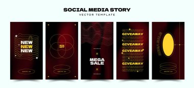 Sosyal medya mobil uygulamaları için Kara Cuma soyut tanıtım web afişi. Geometrik satış ve soyut desenli indirimli tanıtım arkaplanları.