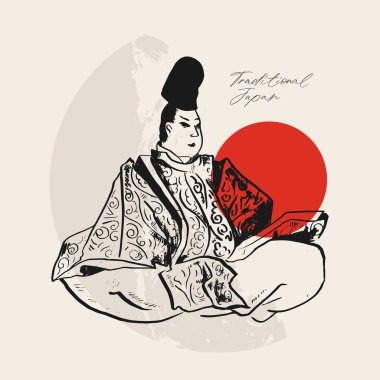 Geleneksel Japon vektör illüstrasyonu. Geleneksel Japonya. Asya konsepti. Klasik sanat. Posterler, kitap kapakları, broşürler, broşürler için tasarım.