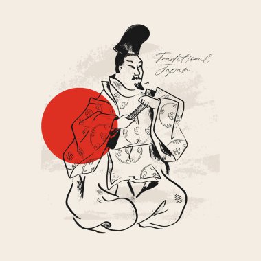 Geleneksel Japon vektör illüstrasyonu. Geleneksel Japonya. Asya konsepti. Klasik sanat. Posterler, kitap kapakları, broşürler, broşürler için tasarım.