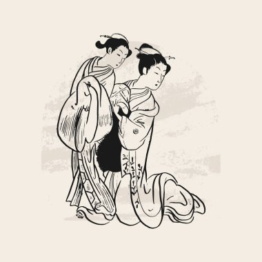 Geleneksel Japon vektör illüstrasyonu. Geleneksel Japonya. Asya konsepti. Klasik sanat. Posterler, kitap kapakları, broşürler, broşürler için tasarım.