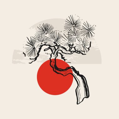 Geleneksel Japon vektör illüstrasyonu. Geleneksel Japonya. Asya konsepti. Klasik sanat. Posterler, kitap kapakları, broşürler, broşürler için tasarım.
