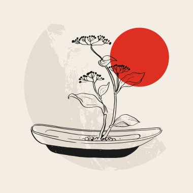 Geleneksel Japon vektör illüstrasyonu. Geleneksel Japonya. Asya konsepti. Klasik sanat. Posterler, kitap kapakları, broşürler, broşürler için tasarım.