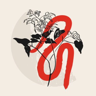 Geleneksel Japon vektör illüstrasyonu. Geleneksel Japonya. Asya konsepti. Klasik sanat. Posterler, kitap kapakları, broşürler, broşürler için tasarım.