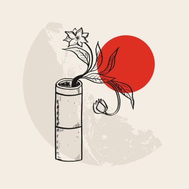 Geleneksel Japon vektör illüstrasyonu. Geleneksel Japonya. Asya konsepti. Klasik sanat. Posterler, kitap kapakları, broşürler, broşürler için tasarım.