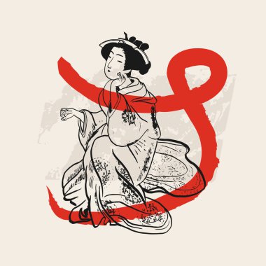 Geleneksel Japon vektör illüstrasyonu. Geleneksel Japonya. Asya konsepti. Klasik sanat. Posterler, kitap kapakları, broşürler, broşürler için tasarım.