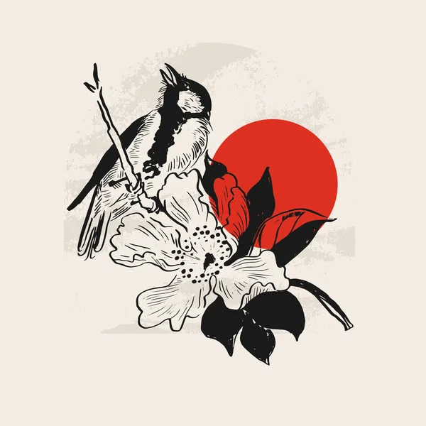 Ilustración Vectorial Tradicional Japonesa Tradicional Japón Concepto Asiático Arte Vintage — Archivo Imágenes Vectoriales