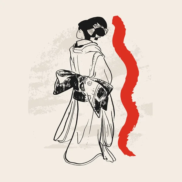 Традиційна Японська Векторна Ілюстрація Традиційна Японія Азійська Концепція Вінтажний Арт — стоковий вектор