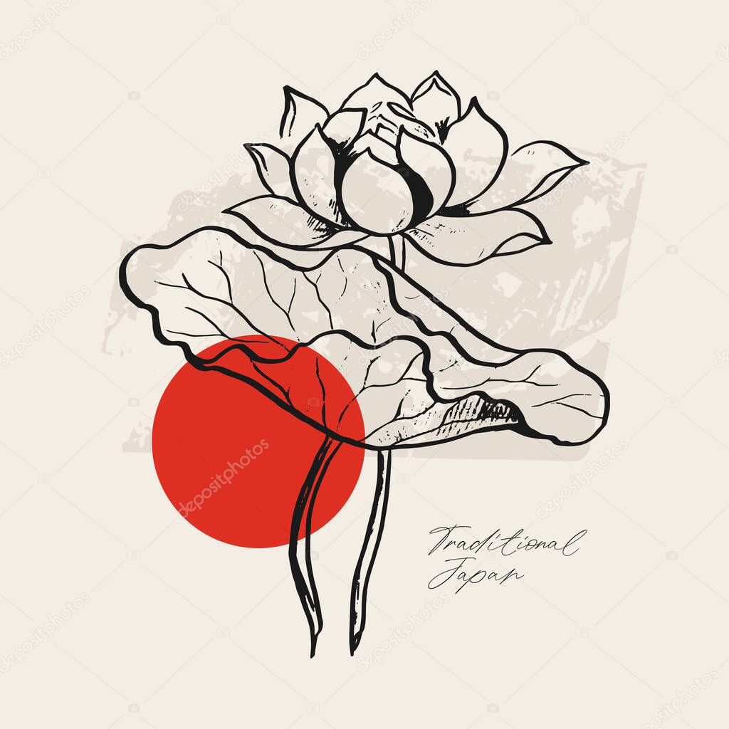 Traditional Japanese vector illustration. Traditional of Japan. Asian concept. Vintage art. Design for posters, book covers, brochures, flyers.